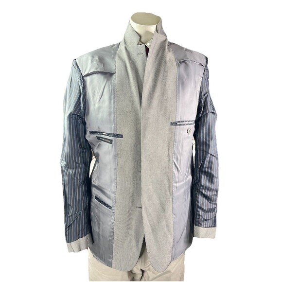 John Varvatos Blazer Jacket Mens 40R Gray Striped Cotton Lined Sport Coat NWOT - Picture 7 of 13
